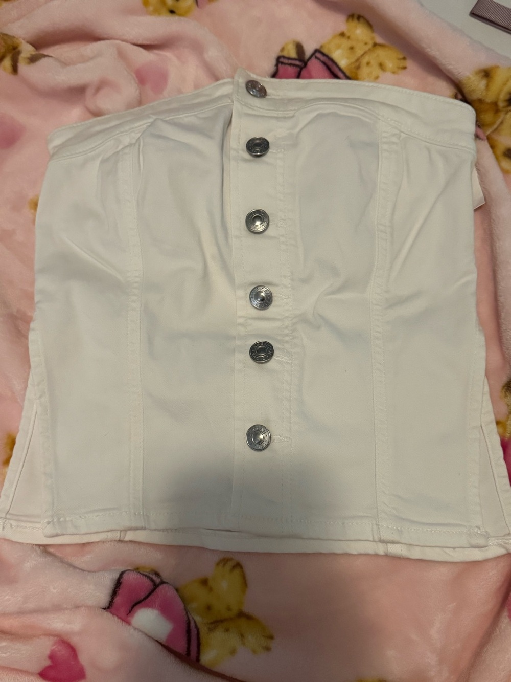 White Strapless Button-Front Corset Top New !! Super stretchy